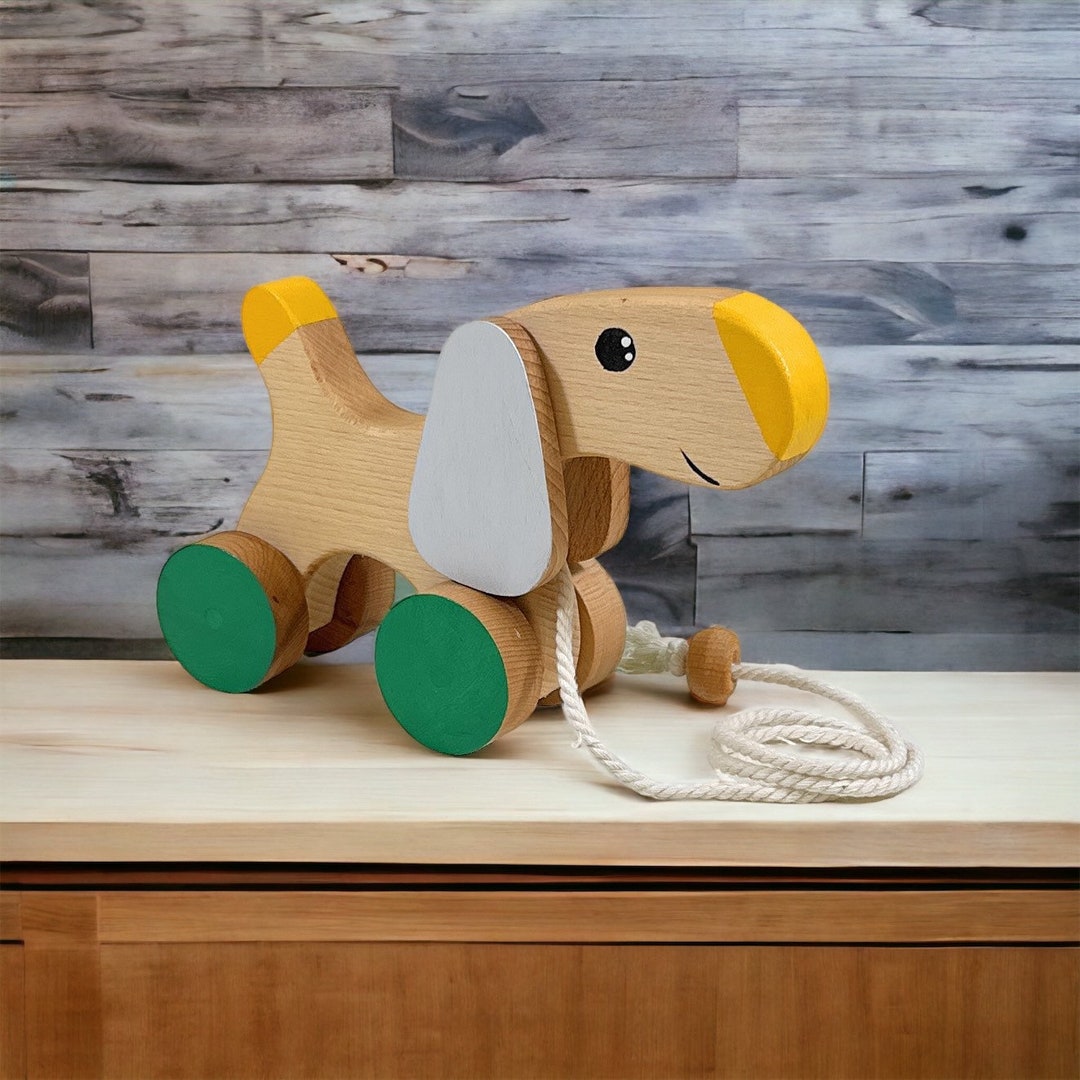 Charming Wooden Pull Along Puppy for Toddler Boys Adorable Eco-friendly ...