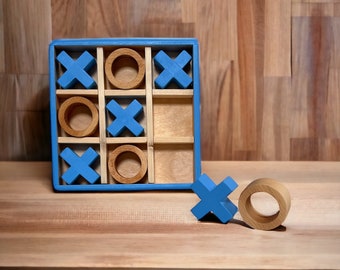 Handmade Wooden XO Tic Tac Toe Board Game - Classic 2 Player Game for Indoor/Outdoor Family Fun and Strategy - Educational Brain Teaser Game