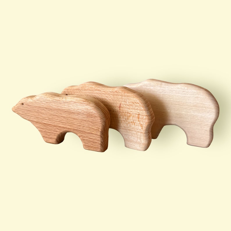 Handcrafted Wooden Bear Family Toy Adorable Souvenir for Nature Lovers and Collectors. Perfect for Home Decor image 4