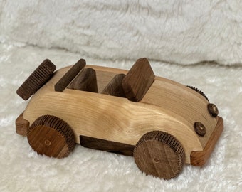 Wooden Toy Convertible Car, Handmade Eco-Friendly Retro Car Toy, Gift for Boys