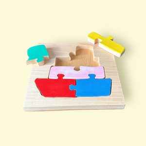 Wooden Boat Puzzle for Little Kids Fun and Educational Toy for Toddlers Perfect for Developing Fine Motor Skills and Imagination image 5