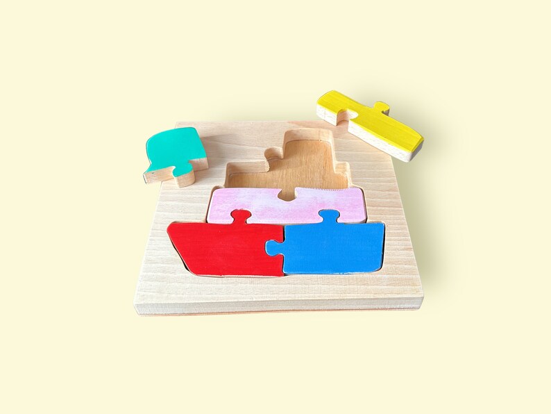 Wooden Boat Puzzle for Little Kids Fun and Educational Toy for Toddlers Perfect for Developing Fine Motor Skills and Imagination image 5