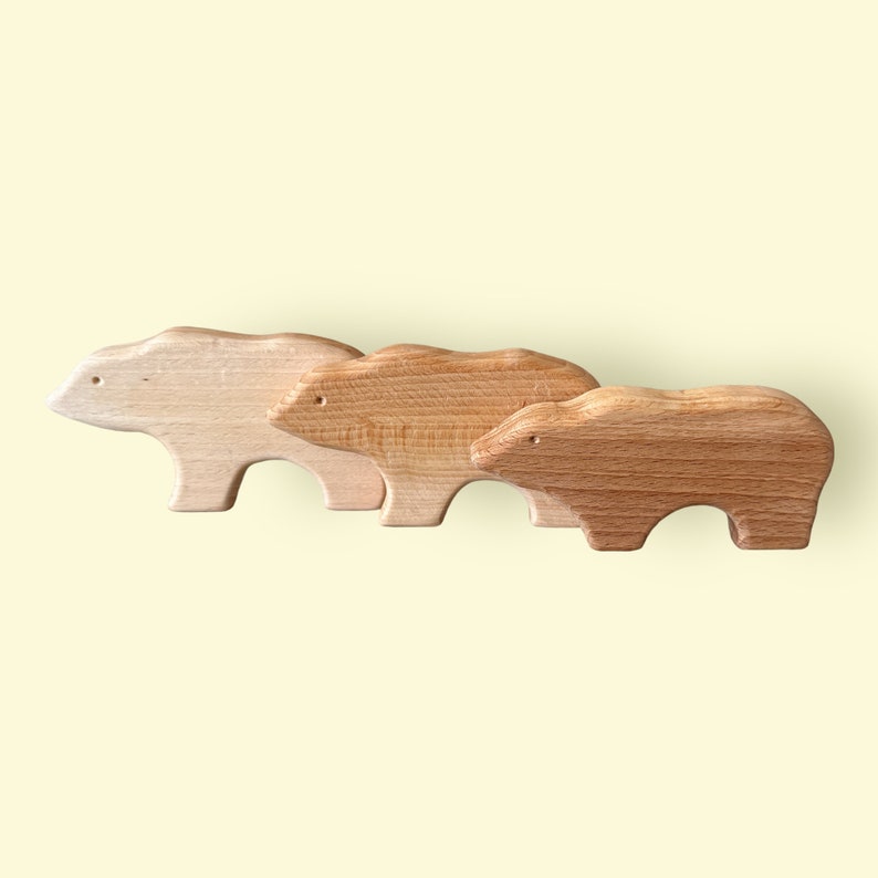 Handcrafted Wooden Bear Family Toy Adorable Souvenir for Nature Lovers and Collectors. Perfect for Home Decor image 6