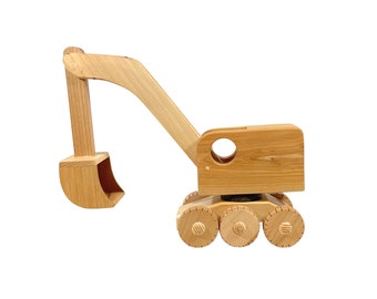 Wooden Excavator for Kids Montessori Push Toy Truck Handmade Wood Tractor for Your Babies Farm Truck Eco Car for Kids