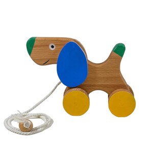 Cute Wooden Pull Along Toy Puppy Perfect 1st Birthday Gift Eco-Friendly Toddler Push and Pull Toy Dog Interactive and Safe Toy image 8