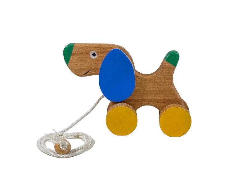 Cute Wooden Pull Along Toy Puppy Perfect 1st Birthday Gift Eco-Friendly Toddler Push and Pull Toy Dog Interactive and Safe Toy image 8