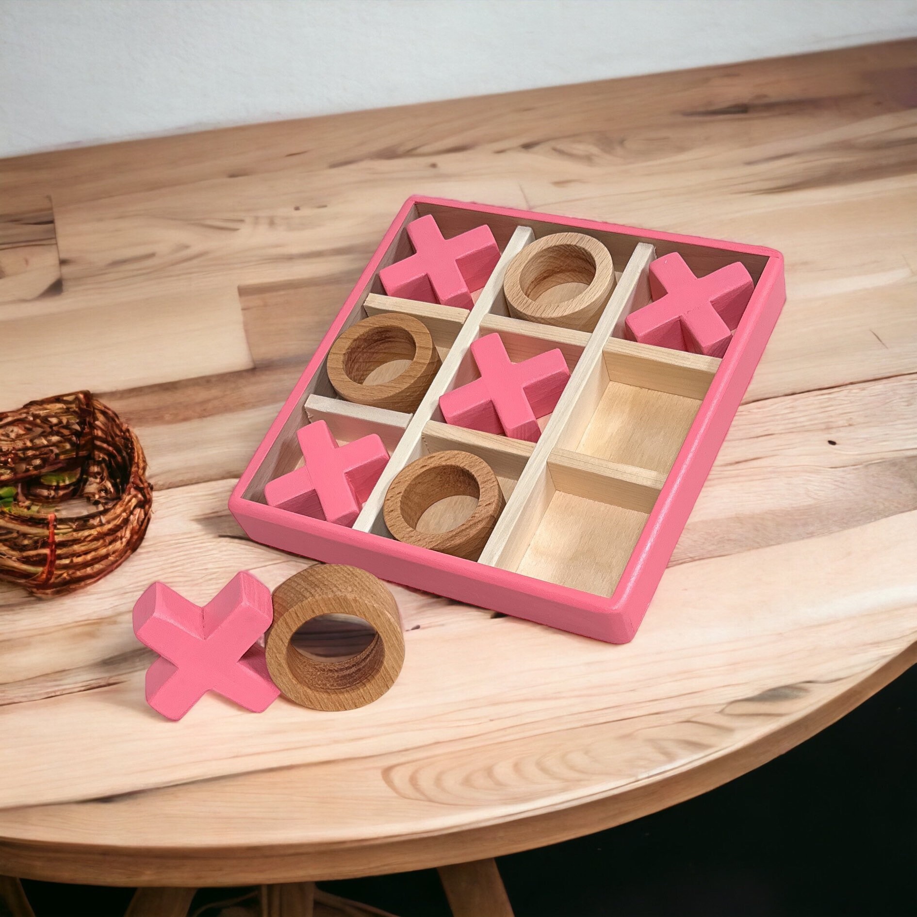 Jeu Tic Tac Toe, jeu XO en bois, | Jeu de Voyage | Jeu de société Tic Tac Toe en bois