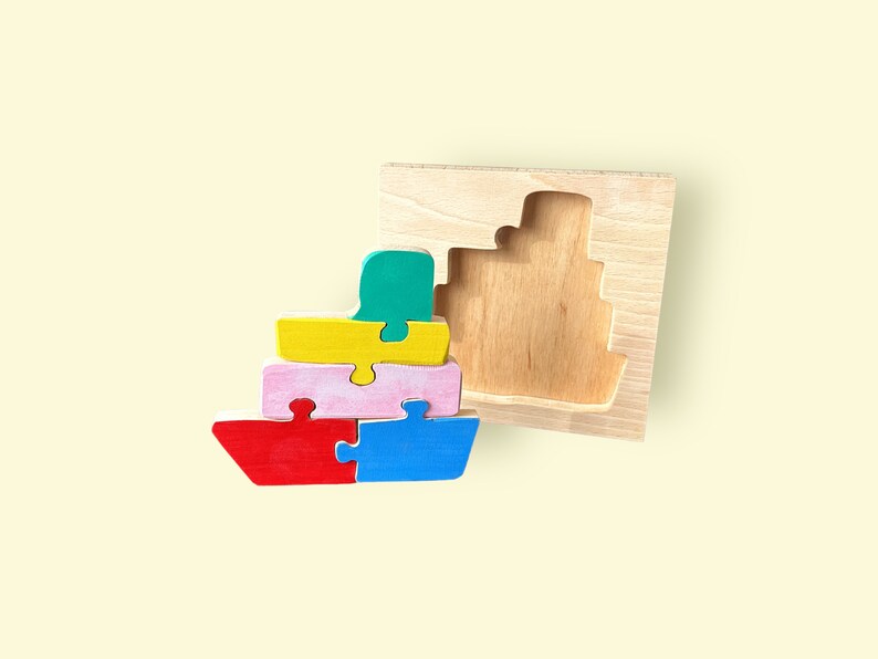 Wooden Boat Puzzle for Little Kids Fun and Educational Toy for Toddlers Perfect for Developing Fine Motor Skills and Imagination image 10