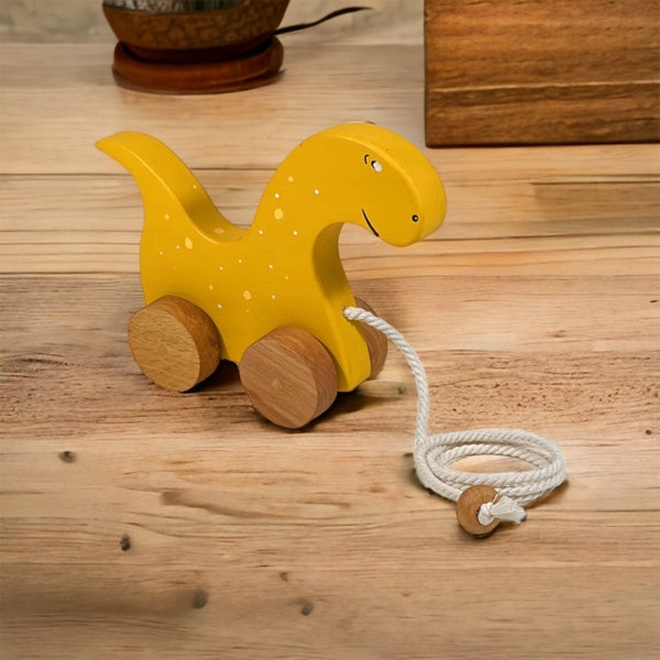Wooden Pull-Along Dino Toy | Toddler Push and Pull | Walk-Along Toy | Gift for 1-Year-Old | Learning Toy