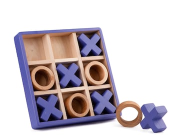 Tic Tac Toe Montessori Board Game Handmade Wooden Indoor/Outdoor XO Family Game Strategy Board Educational 2 Player Game Board Classic Game
