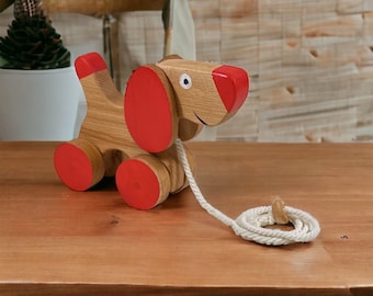 Handmade Wooden Pull Along Toy Puppy | Eco-Friendly Toddler Push and Pull Toy Dog | Perfect 1st Birthday Gift | Fun and Safe Toy for Kids