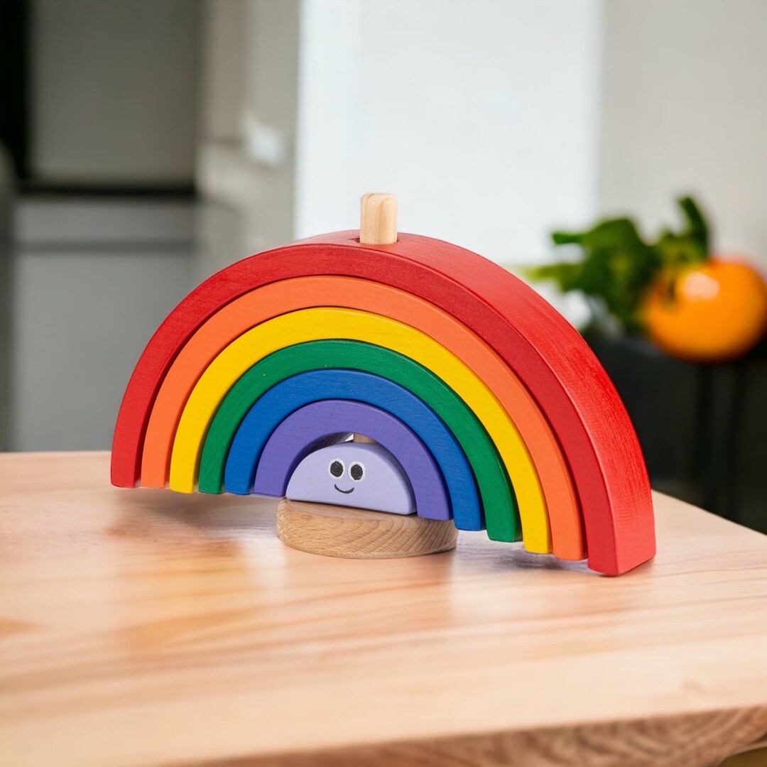 7pcs Wooden Rainbow Stacking Blocks for Imaginative Play and Etsy