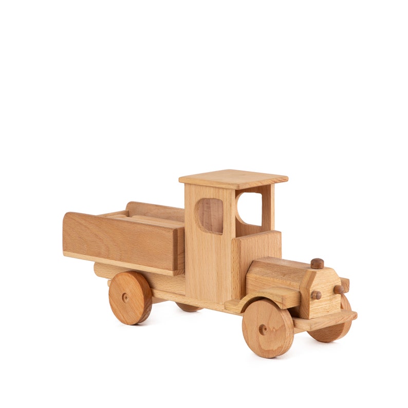 Wooden Cargo Truck Toy with Blocks for Your Toddler, Push And Pull Toy for Kids Montessori Car for babies, Handmade Wood Educational Gift image 2