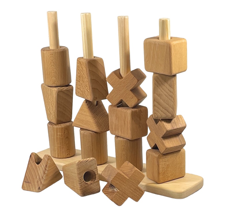 Wooden Geometric Stacking and Sorting Toy Nursery Decor Montessori ...