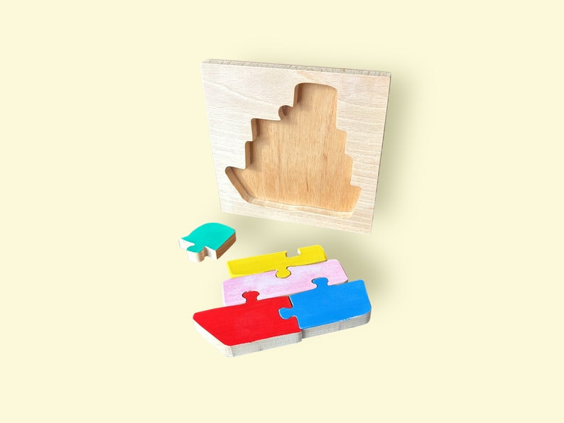 Wooden Boat Puzzle for Little Kids Fun and Educational Toy for Toddlers Perfect for Developing Fine Motor Skills and Imagination image 9