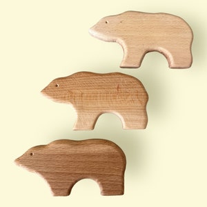 Handcrafted Wooden Bear Family Toy Adorable Souvenir for Nature Lovers and Collectors. Perfect for Home Decor image 3