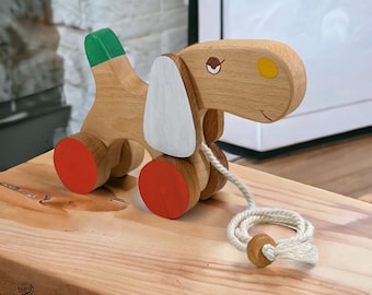 Wooden Dog Toy, Toddler Toys, 1st Birthday Gift, Handmade Wood Toys, Pull Dog Toy, Wood Toy Dog