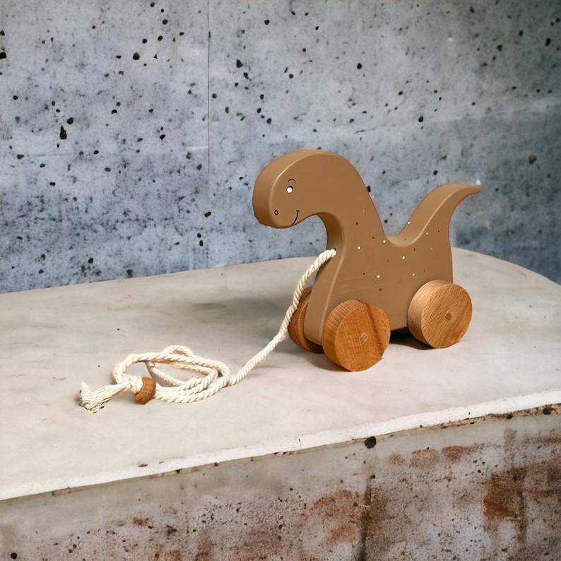 Wooden Pullalong Dinosaur Toy for Toddlers Perfect First Etsy
