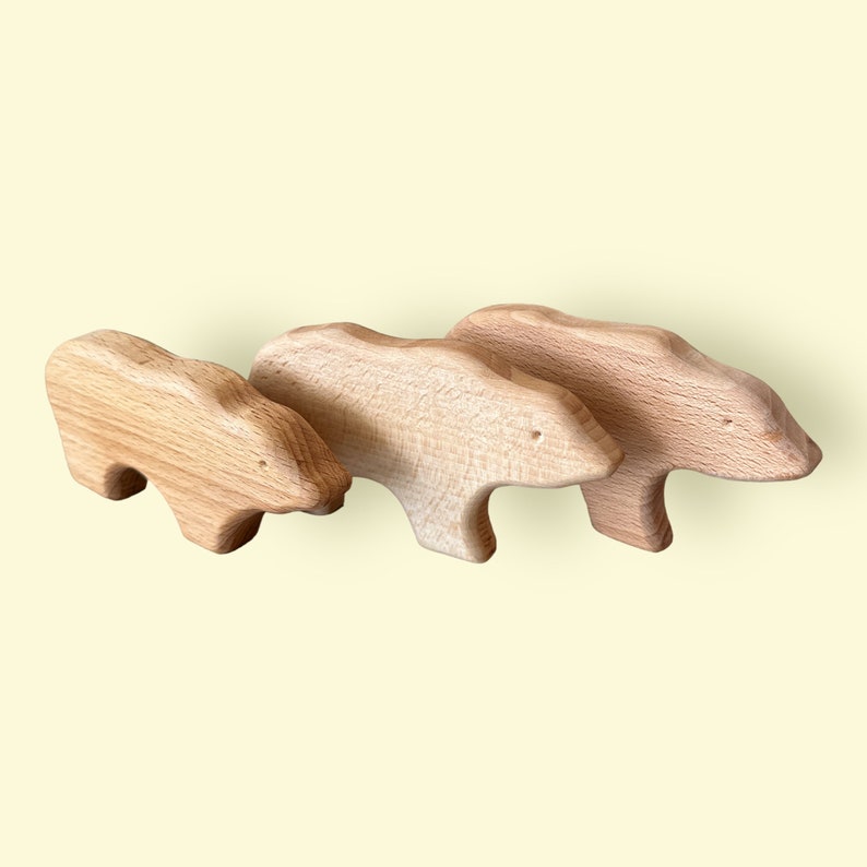 Handcrafted Wooden Bear Family Toy Adorable Souvenir for Nature Lovers and Collectors. Perfect for Home Decor image 9