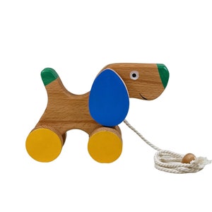 Cute Wooden Pull Along Toy Puppy Perfect 1st Birthday Gift Eco-Friendly Toddler Push and Pull Toy Dog Interactive and Safe Toy image 9