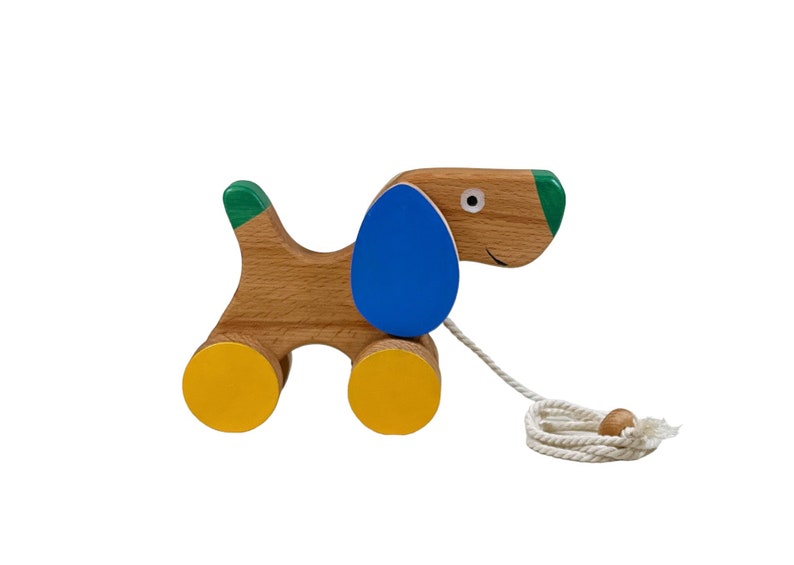 Cute Wooden Pull Along Toy Puppy Perfect 1st Birthday Gift Eco-Friendly Toddler Push and Pull Toy Dog Interactive and Safe Toy image 9