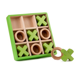 Classic Wooden Tic Tac Toe Game | Handcrafted Tabletop Board Game for Kids and Adults | Gift for Birthday, Christmas, or Anniversary |