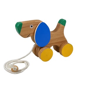 Cute Wooden Pull Along Toy Puppy Perfect 1st Birthday Gift Eco-Friendly Toddler Push and Pull Toy Dog Interactive and Safe Toy image 6