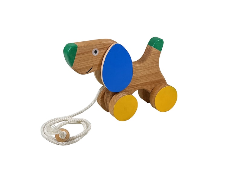 Cute Wooden Pull Along Toy Puppy Perfect 1st Birthday Gift Eco-Friendly Toddler Push and Pull Toy Dog Interactive and Safe Toy image 6