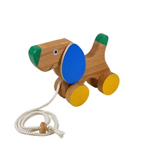 Cute Wooden Pull Along Toy Puppy Perfect 1st Birthday Gift Eco-Friendly Toddler Push and Pull Toy Dog Interactive and Safe Toy image 10