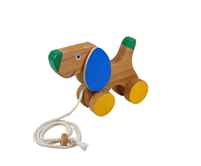 Cute Wooden Pull Along Toy Puppy Perfect 1st Birthday Gift Eco-Friendly Toddler Push and Pull Toy Dog Interactive and Safe Toy image 10