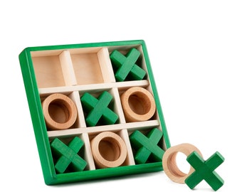 Montessori Tic Tac Toe Board Game Indoor/Outdoor Wooden XO Family Game Strategy Board Educational 2 Play Game Handmade Board Classic Game