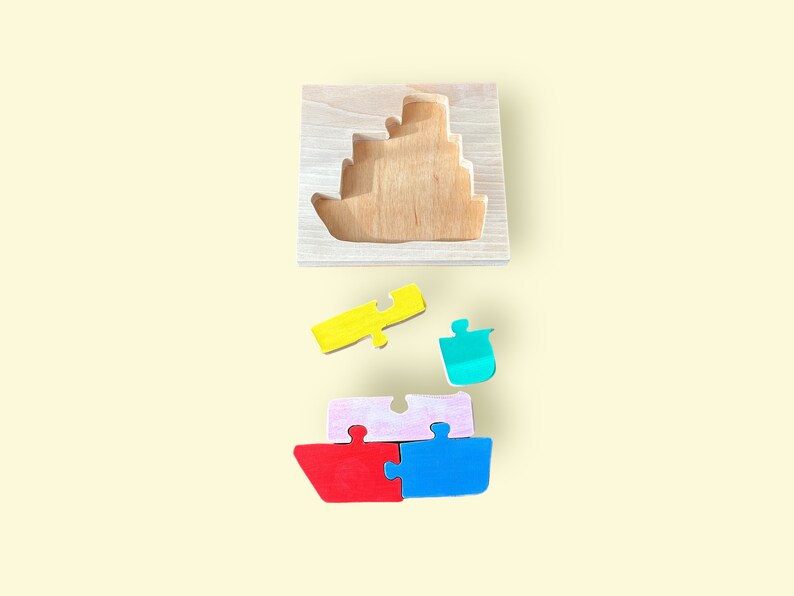 Wooden Boat Puzzle for Little Kids Fun and Educational Toy for Toddlers Perfect for Developing Fine Motor Skills and Imagination image 8