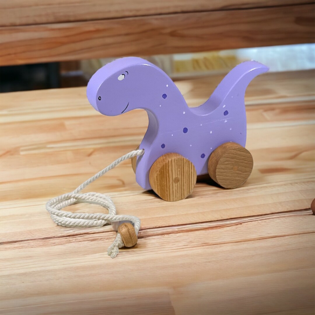Cute Wooden Pull Along Dino Toy for Toddlers | Interactive Push and ...