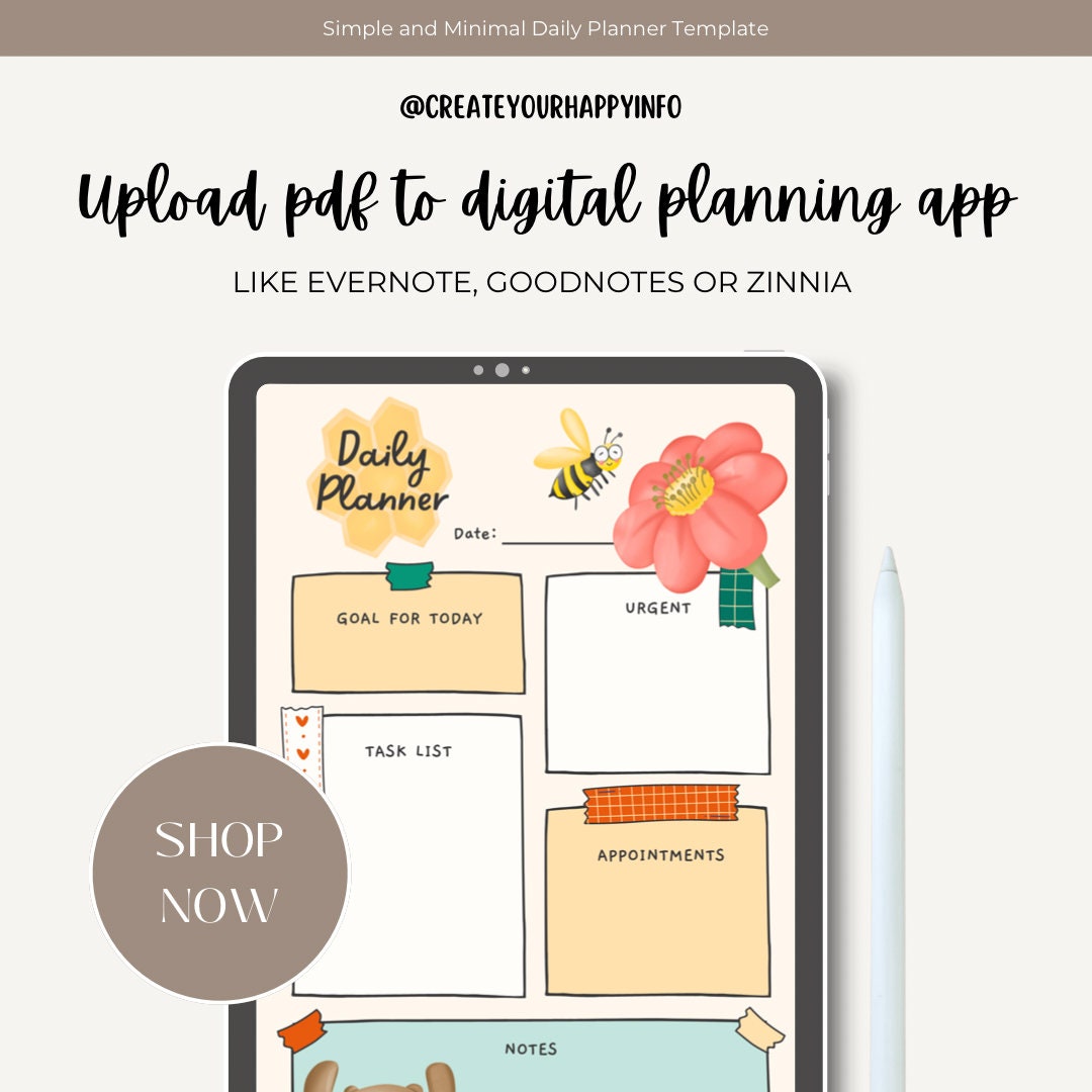 Daily Digital Planner Page, Digital Planning, Digitial Download, Bees ...