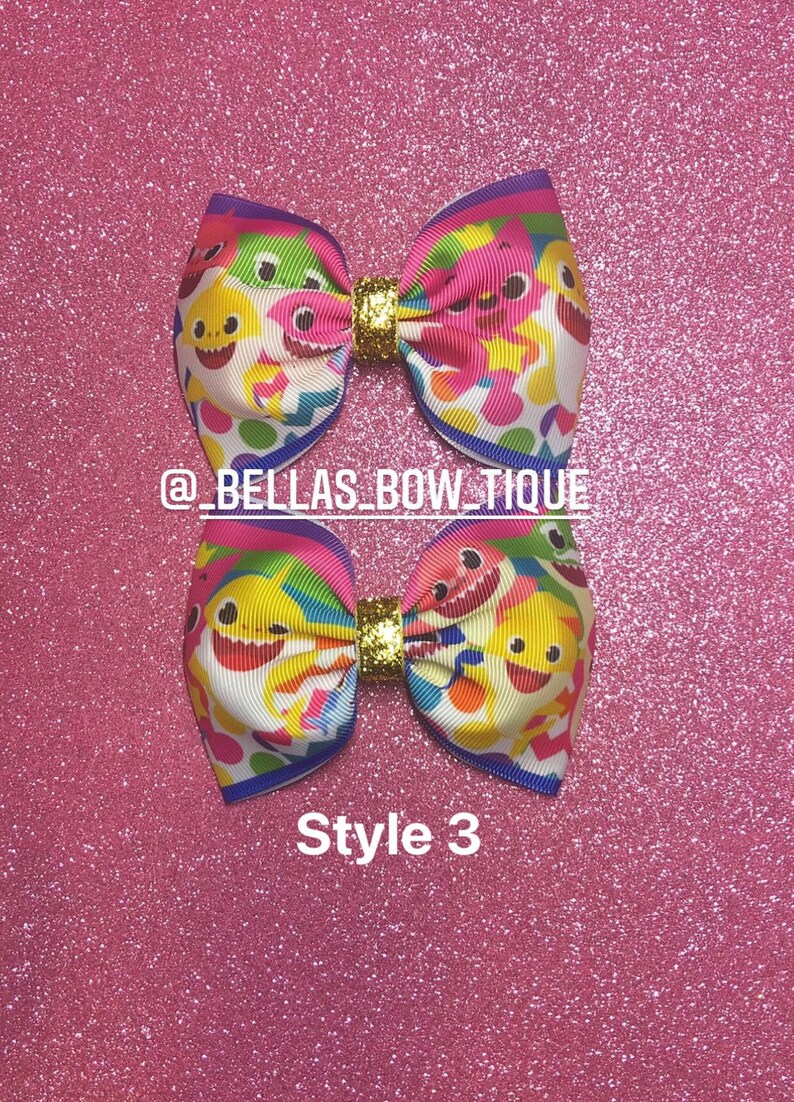 cute baby shark clip bows Baby Shark Bows