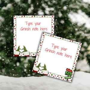 Biglietti di auguri modificabili Grinch Elf, lettera da Grinch, biglietti a tema Grinch, stampe di Natale per bambini, Grinch Christmas, lettera da elfo