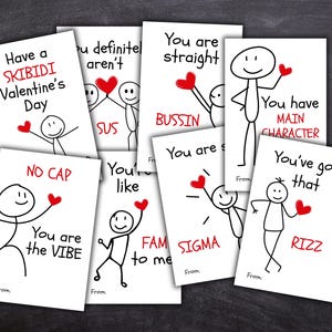 Cartes de Saint-Valentin pour enfants, Saint-Valentin imprimable drôle de classe, Saint-Valentin d'école d'argot d'adolescent, Saint-Valentin de garçon, valentine de salle de classe