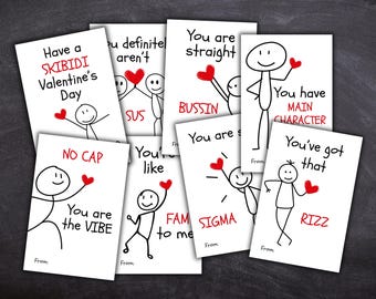 Valentine's Day Cards for Kids, Funny Printable Classroom Valentine, Teen Tween Slang School Valentines, Boy Valentines, Classroom Valentine