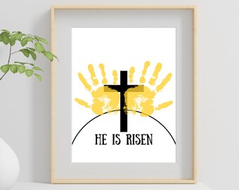 Easter Hand Print Kids Craft, He is Risen, Footprint Craft, Preschool Craft, Easter Craft, Resurrection, Easter Keepsake Craft, Printable