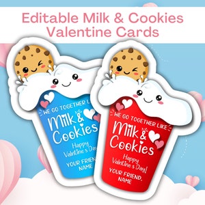 Kekse und Milch Kinder Valentine Printables Chips Ahoi Kekse, Schul Valentine, Cookie Valentine, Klasse Valentines, Printable Valentines