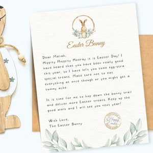 Lettera personalizzata dal coniglietto pasquale, lettera di Pasqua modificabile, regali di Pasqua per bambini, prima Pasqua del bambino, regalo di Pasqua personalizzato