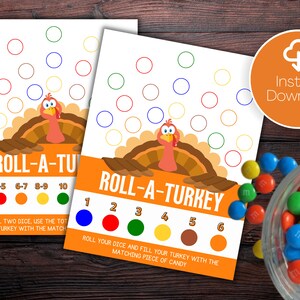 Thanksgiving Kinder Tischspiel, Roll A Truthahn Spiel, Thanksgiving druckbares Spiel, Thanksgiving Kinder Aktivität, Zählspiel, Urlaub Spiele