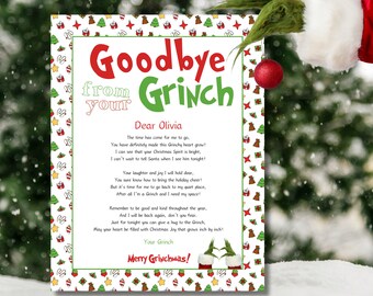 Editable Letter from the Grinch, Grinch Goodbye Letter, Printable Elf Letter, Letter from the Elf, Personalized Gift, Elf Good Bye