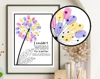 Grandma Gift Mothers Day, Fingerprint Kids Craft, Handprint Flowers Kids Printable, Personalized Gift for Grandma, Grandma Gift From Kids
