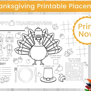 Thanksgiving Activity Placemat Printable For Kids