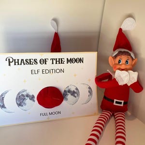 Fases da Lua dos Elfos para Imprimir, Lua Cheia dos Elfos, Adereços Digitais para Download de Elfos de Natal, Ideias Engraçadas para Elfos, Adereços para Elfos, Adereços para Elfos Lunares, Elfos DIY