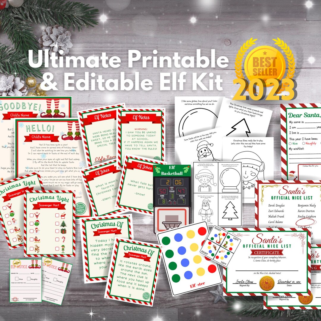 Printable Elf Kit, Elf Bundle, 24 Days of Christmas, Elf Props, Elf ...