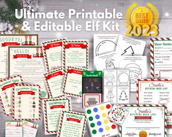 Printable Elf Kit, Elf Bundle, 24 Days of Christmas, Elf Props, Elf Accessories, List of Elf Ideas , Elf Arrival Letter, Easy Elf Ideas