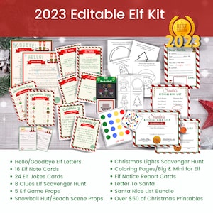 Printable Elf Kit, Elf Bundle, 24 Days of Christmas, Elf Props, Elf Accessories, List of Elf Ideas , Elf Arrival Letter, Easy Elf Ideas