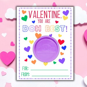 PlayDoh バレンタイン、印刷可能なバレンタイン カード、キャンディなしのバレンタイン カード、子供向けの印刷可能なバレンタイン カード、幼稚園向けバレンタイン、DIY